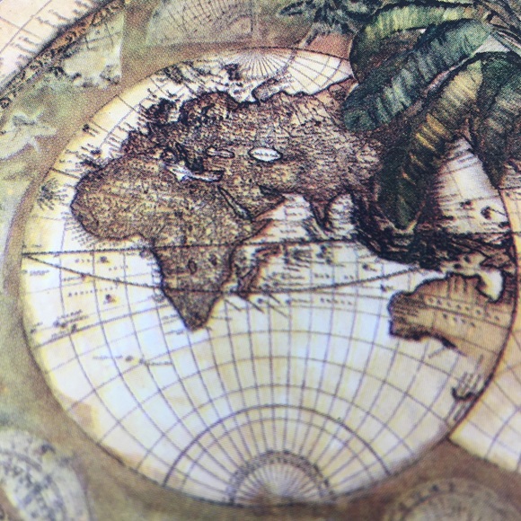 Sold- World Map & Palm Tree Coaster Set Absorbent Stone Dolomite Olson - Picture 3 of 5